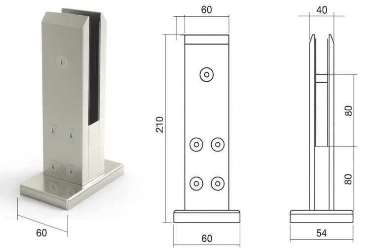 Pince de sol Ediz320 avec perçage pour garde-corps en verre
